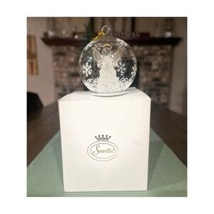 Vintage Sorelle Glass Angel w/ Star Ornament Snowflake Design Light Up w/box